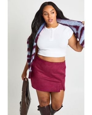 Boohoo Plus Suede Wrap Skort - Red