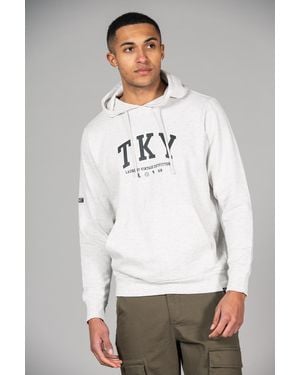 Tokyo Laundry 'Refract' Cotton Blend Hoody With Branding Print - Grey