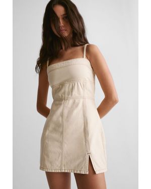 Nasty Gal The Denim Strappy Mini Dress - Natural
