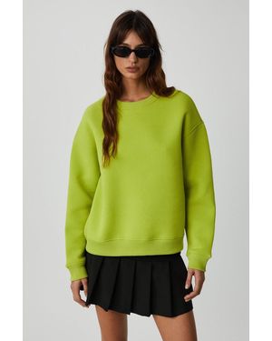 Grimelange Oversized Ribbed Crew Neck Sweatshirt - Green