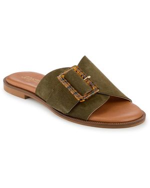 Jones Bootmaker Jasmyn Leather Peep Toe Mule Sandals - Brown