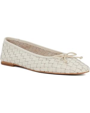 Dune Heat Leather Ecru Flats - White