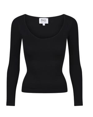 Ruey Ladies Essentials Long Sleeve Top Sculpting Recycled Stretch Everyday Fit - Black