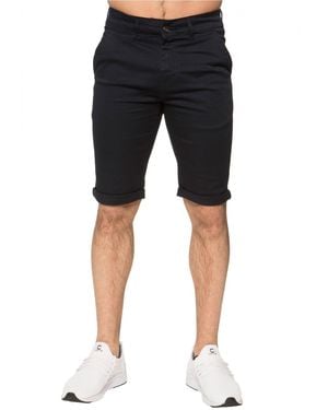 Enzo Slim Fit Stretch Chino Shorts - Black