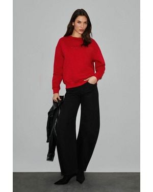 Grimelange Oversized Crew Neck Sweatshirt - Red