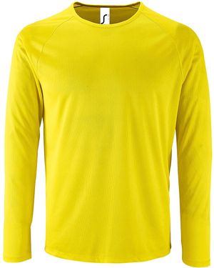 Sol's Sporty Long Sleeve Performance T-Shirt (Neon) - Yellow