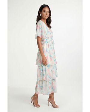 Wallis Petite Floral Print Ruffle Maxi Dress - Natural
