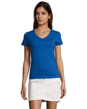 Sol's Ladies Imperial V Neck T-Shirt (Royal) - Blue