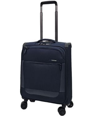 Infinity Leather Lightweight Suitcases 4 Wheel Luggage Travel Cabin Bag - Blue