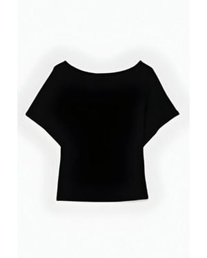 Hiccup Loose Fit Boat Neck T-Shirt - Black