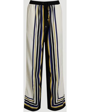 Karen Millen Contrast Stripe Twill Woven Wide Leg Trouser - Black
