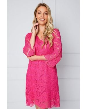 Wallis Lace ¾ Sleeve Shift Dress - Pink