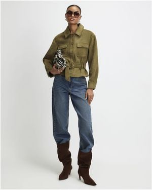 River Island Jacket Belted Faux Suede Pu - Blue