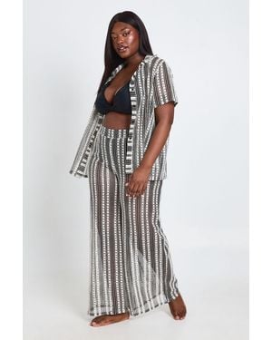 Boohoo Plus Crochet Beach Trouser - White