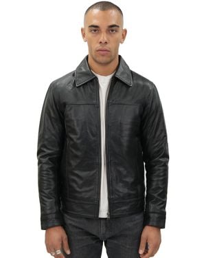 Infinity Leather Harrington Jacket-Shanghai - Black