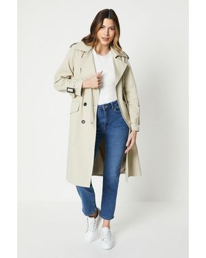 Wallis Premium Longline Belted Trench Coat - Blue