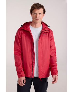 Mountain Warehouse 'Torrent' Rain Jacket With Zipped Pockets Waterproof Adjustable Hem - Red