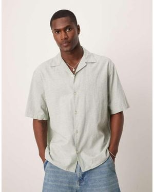 SELECTED Revere Collar Linen Blend Shirt - Natural