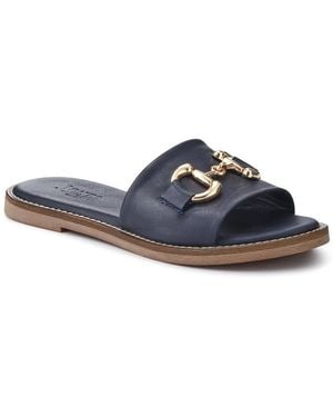 Jones Bootmaker Emillina Leather Buckle Mule Sandals - Blue