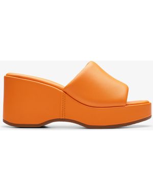 Clarks Manon Glide Leather Sandals - Orange