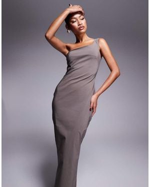 Vesper Bengaline One Shoulder Midaxi Dress - Purple