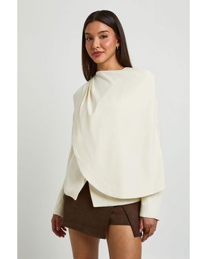 Boohoo Cape Detail Blazer - Natural