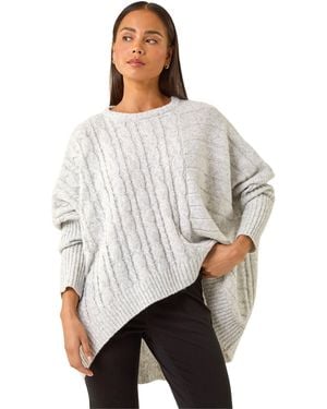 Roman Petite Contrast Cable Knit Jumper - White