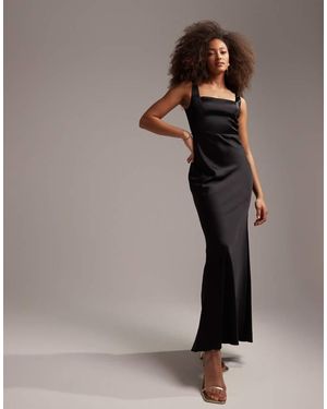 ASOS Satin Square Neck Maxi Dress - Grey
