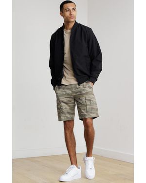 Tokyo Laundry Washed Cotton Twill Cargo Shorts With Camo Print - Blue