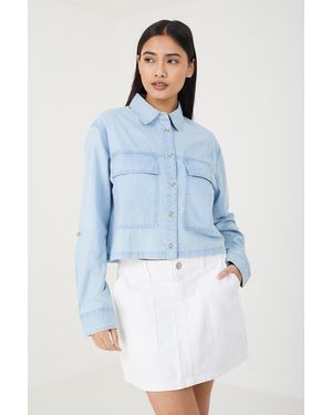 Brave Soul 'Poppy' Long Sleeve Denim Shirt - Blue