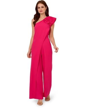 Adrianna Papell One Shoulder Rosette Jumpsuit - Pink