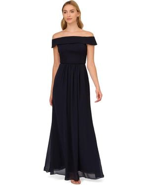 Adrianna Papell Crepe Chiffon Gown - Blue