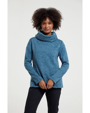 Mountain Warehouse 'Idris' Cowl Neck Fleece Jumper Breathable Winter Pullover - Blue