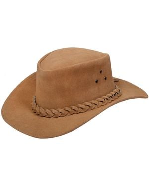Infinity Leather Cowboy Outback Suede Aussie Bush Hat - Brown