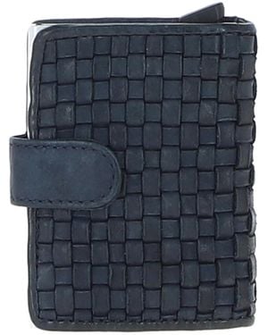 Ashwood Leather 'La Perfetto' Metal & Woven Card Wallet Case - Blue