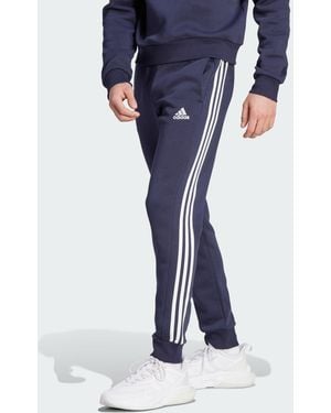 adidas Essentials Fleece 3-Stripes Tapered Cuff Trousers - Blue
