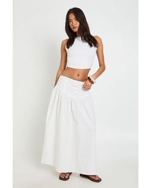 Boohoo Button Waistband Maxi Skirt - White