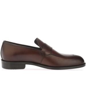 BOSS Tayil Penny Loafers With Block Heel - Brown
