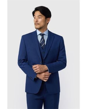 Limehaus Single Breasted Long Sleeve Two Button Regular Suit Jacket - Blue