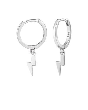 The Jewellery Stockroom Sterling Lightning Bolt Huggie Hoops - Metallic