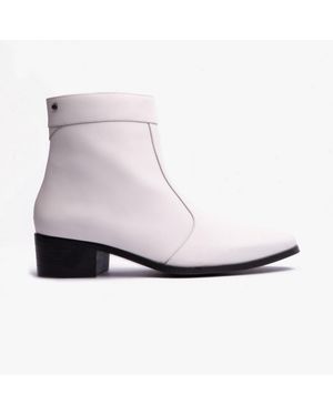 Club Cubano Caesar Cuban Heel Boots - White
