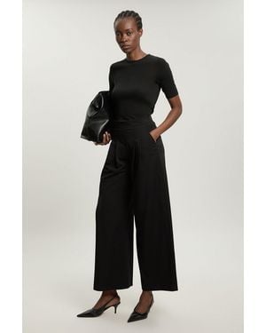 Karen Millen Tailored Wide Leg Pleat Detail Trouser - Black