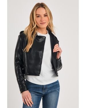 French Connection Faux Leather Biker Jacket - Blue
