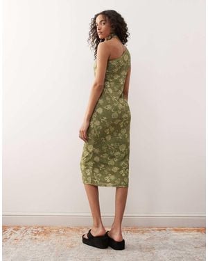 Reclaimed Vintage One Shoulder Midi Dress With Scarf Detail - Natural