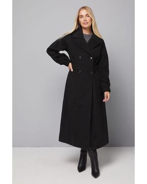 Wallis Petite Bellow Sleeve Double Breasted Coat - Black