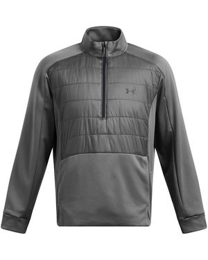 Under Armour Solid Patterned Half Zipper Ribbed Cuff Sweat Jacket - Grey