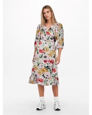 ONLY Olivia V-Neck Midi Wrap Dress - Red