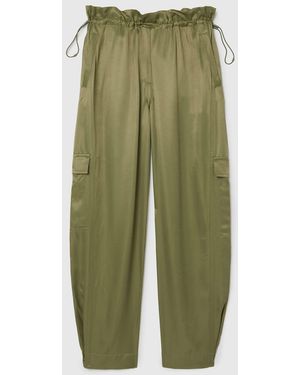Lacoste Oversized Satin Cargo Trousers - Green