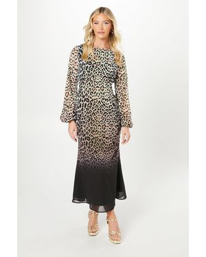 Debut London By Coast Animal Print Blouson Sleeve Georgette Midi Dress - Multicolour