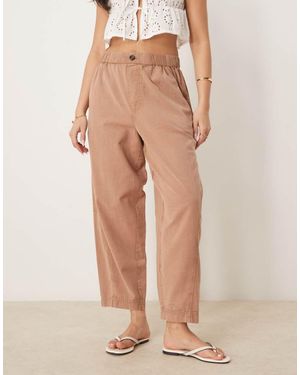ASOS Washed Linen Cropped Trousers - Natural